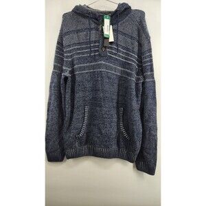 Commerce Men's XL Navy Bru Gradient Chest Stripe‎ Hooded Sweater NWT
